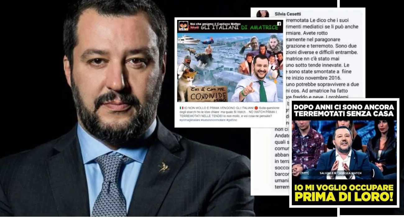 Matteo Salvini, le bufale sui terremotati