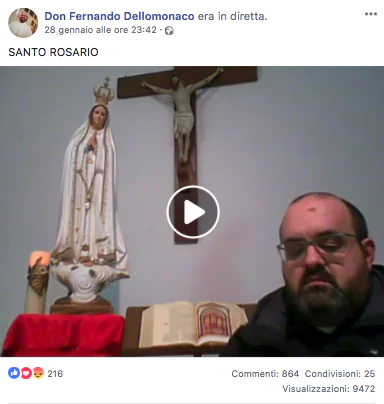 parroco rosario diretta facebook insulti