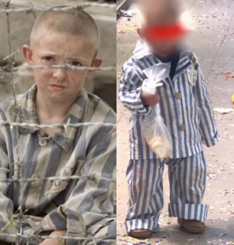 Il bambino con il pigiama a righe