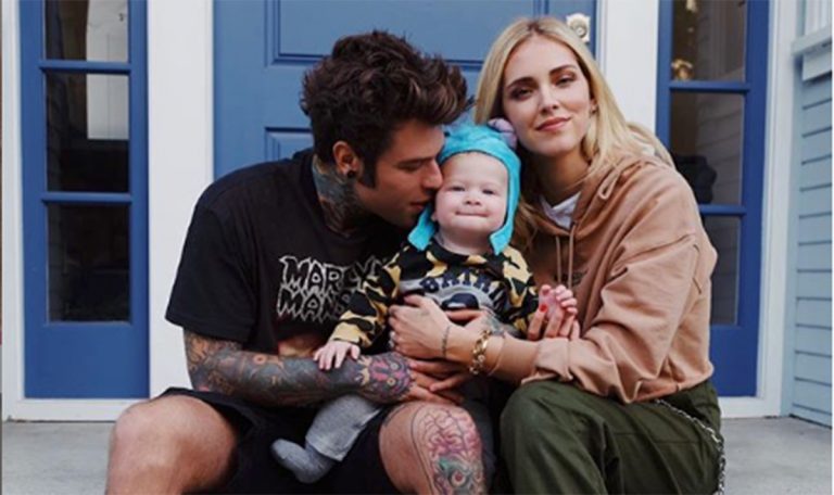 Chiara Ferragni con Fedez e Leone