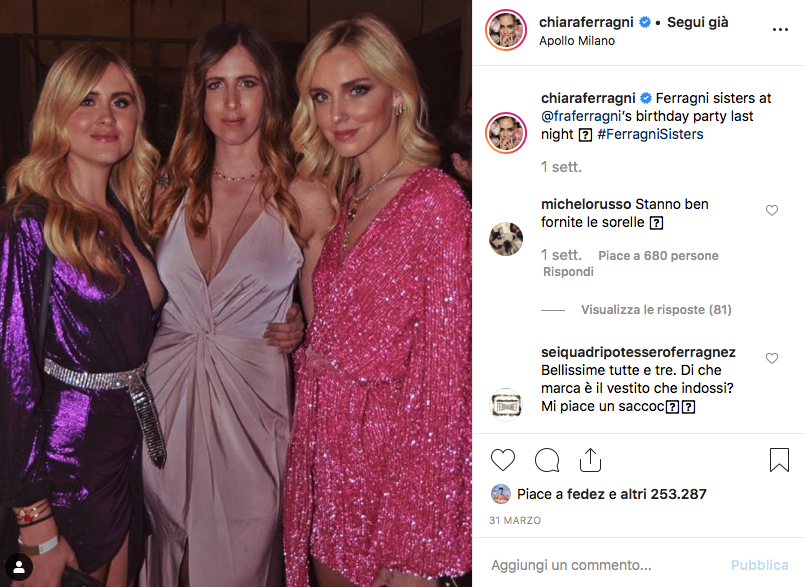 chiara ferragni con le sorelle