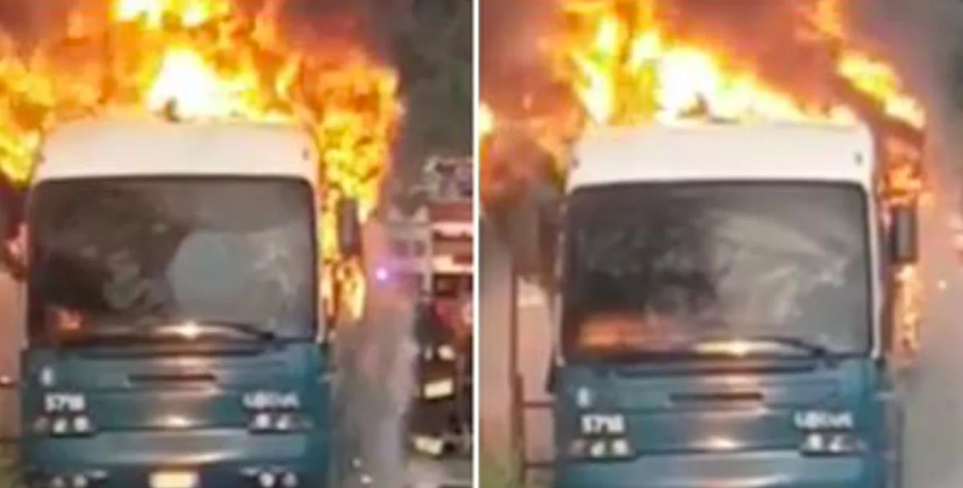 Guidonia, bus in fiamme