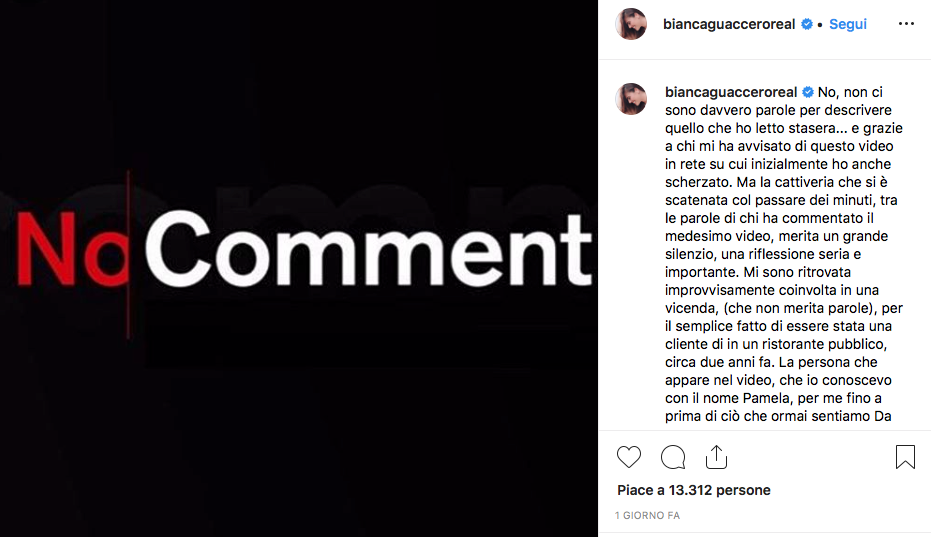 Il post di Bianca Guaccero sul caso Prati