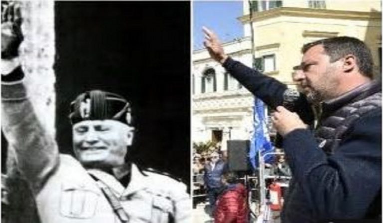 salvini accostato a mussolini