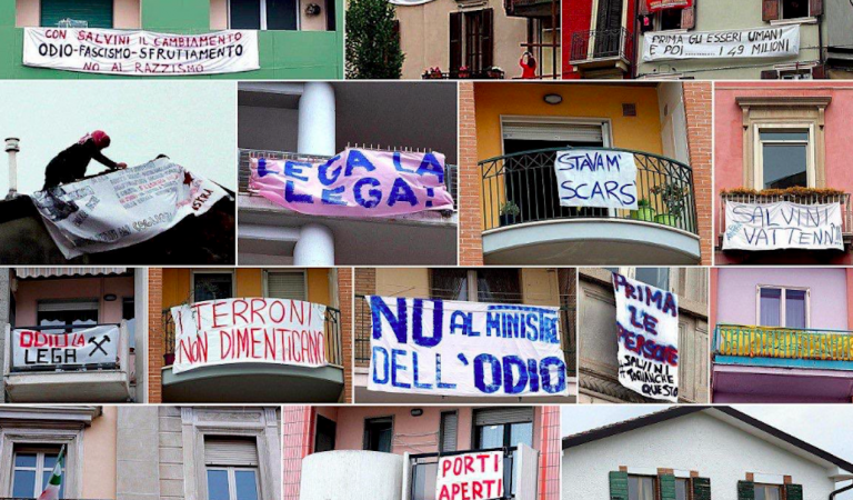 Striscioni contro Salvini