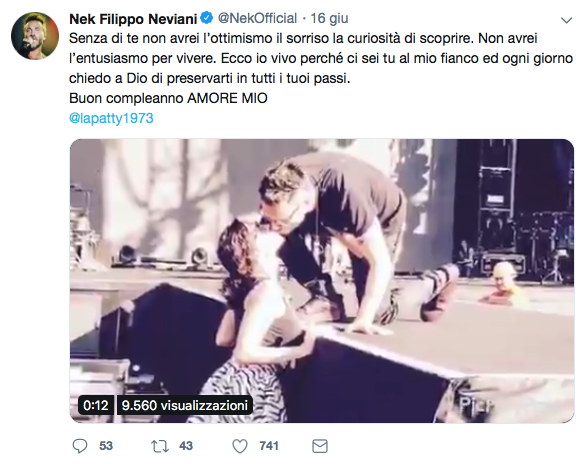 La dedica di Nek alla moglie