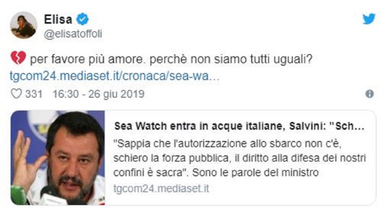 elisa contro salvini