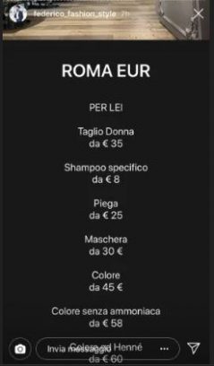 Federico Fashion Style Pubblica Il Listino Prezzi Dei Saloni