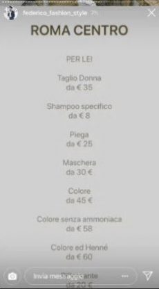 Federico Fashion Style Pubblica Il Listino Prezzi Dei Saloni