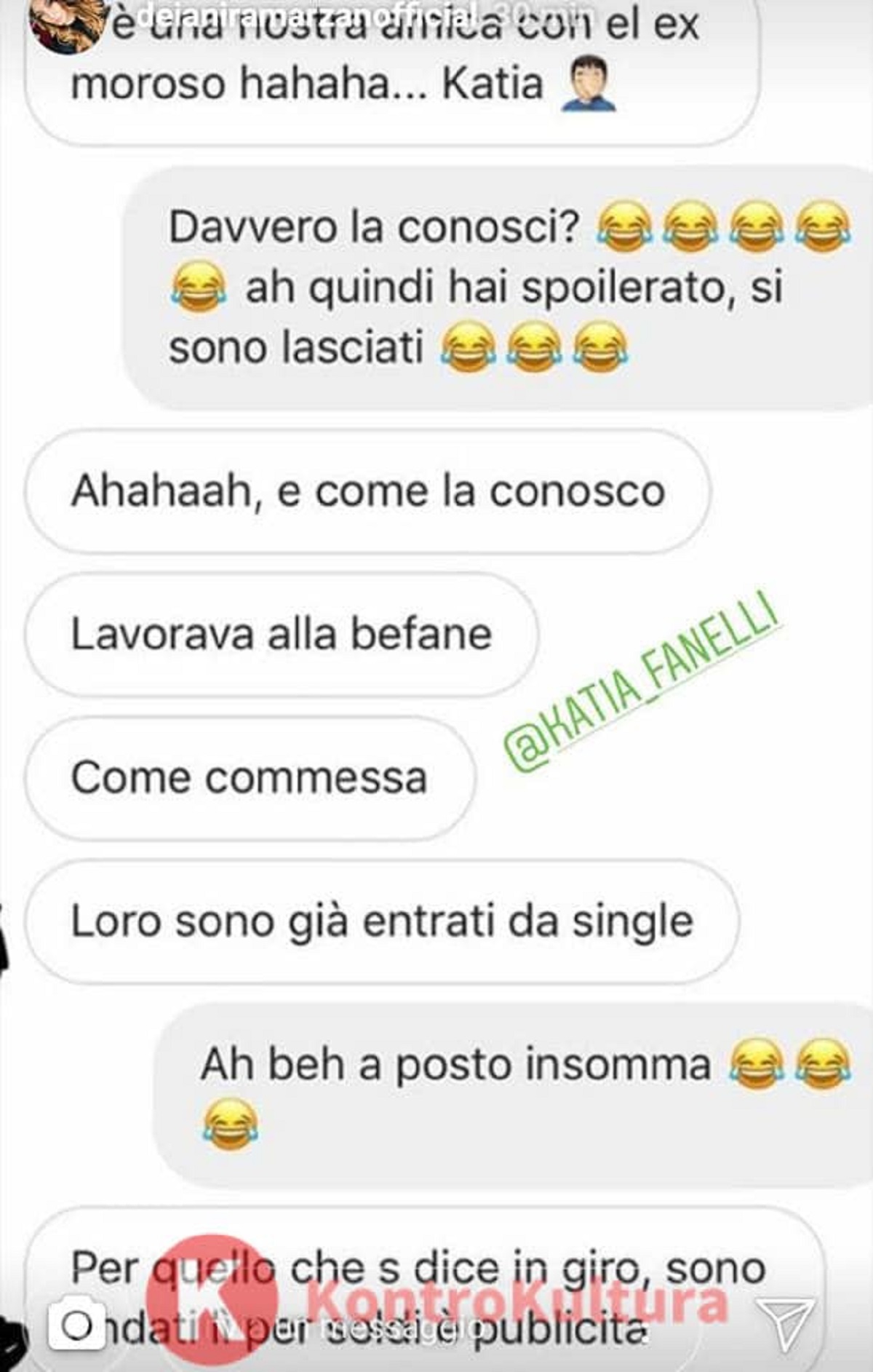 messaggio utente
