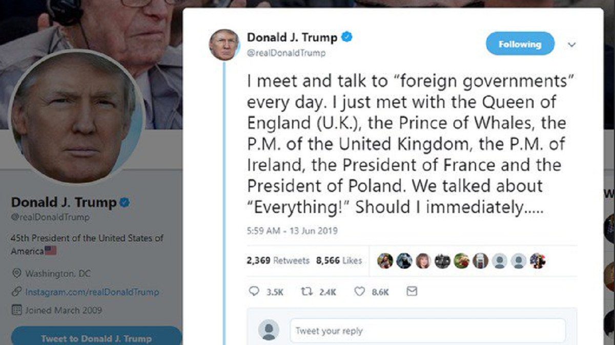 tweet trump balene