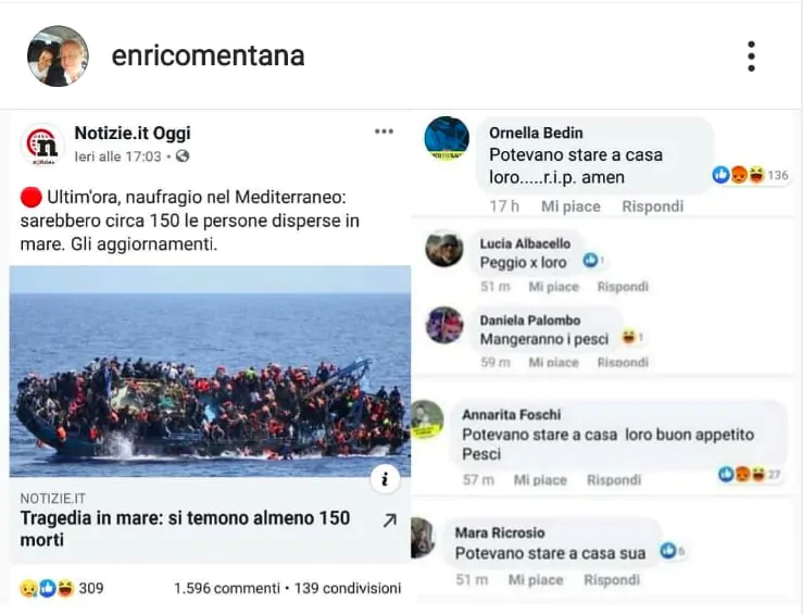 Morti in mare: i commenti social