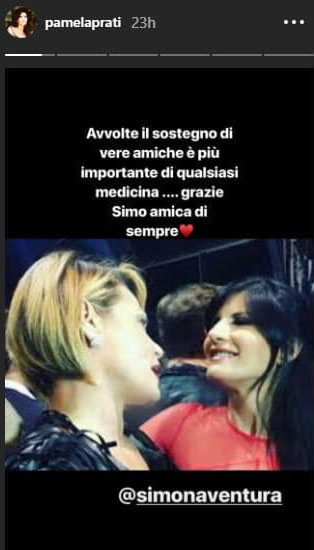 pamela prati ringrazia simona ventura