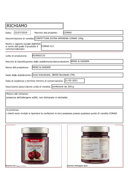 richiamo confettura conad