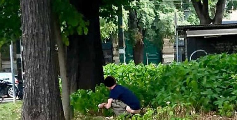 uomo defeca milano