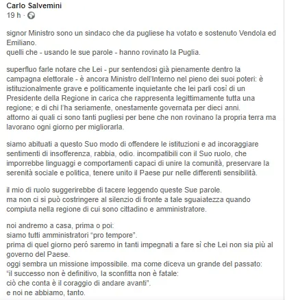 Carlo Salvemini su Facebook