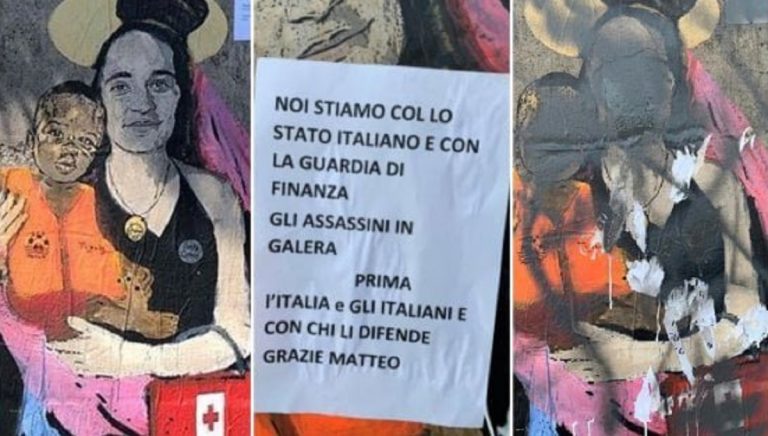 carola rackete murales imbrattato