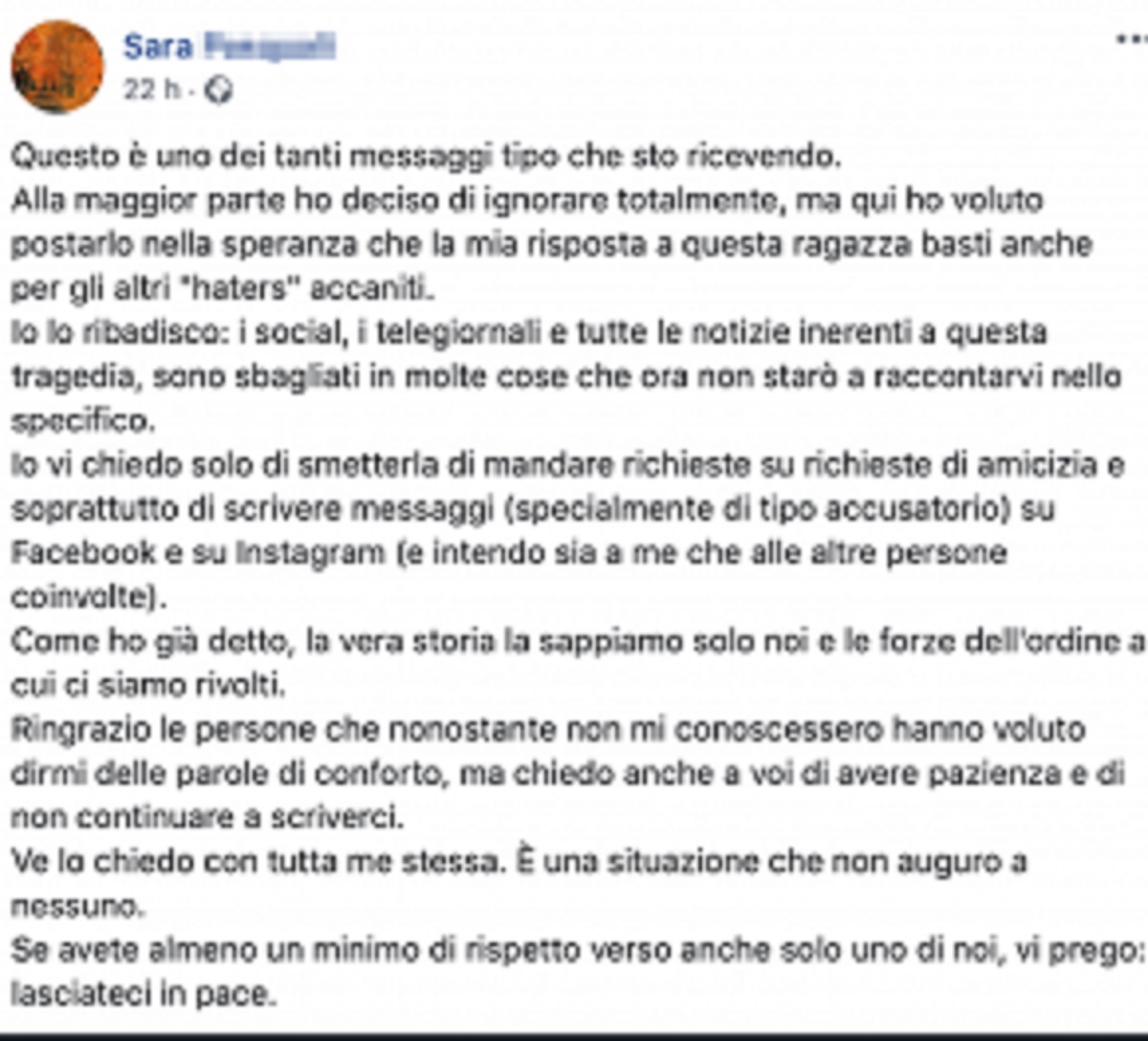 messaggio sara