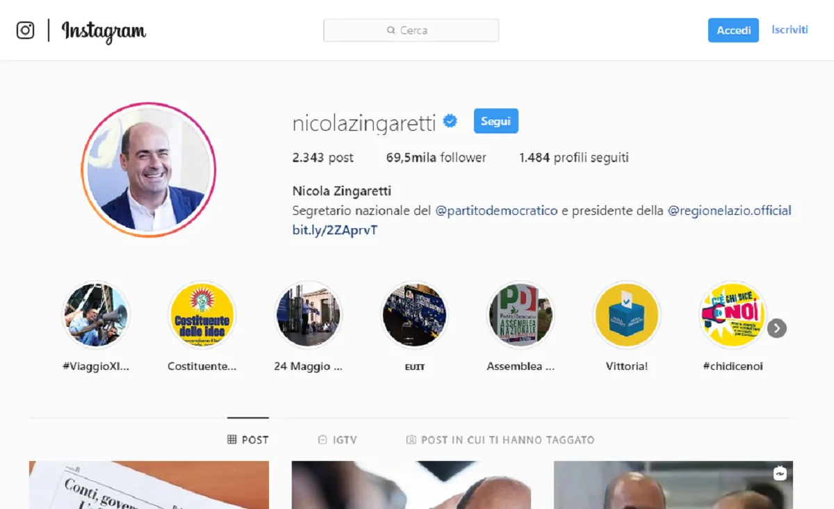 Nicola Zingaretti Instagram