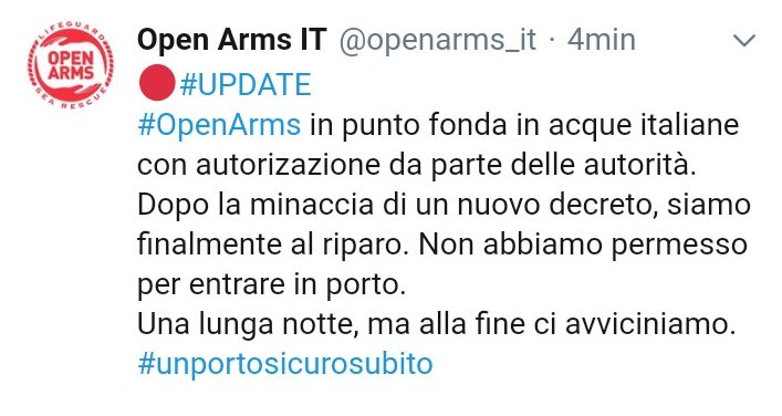open arms tweet