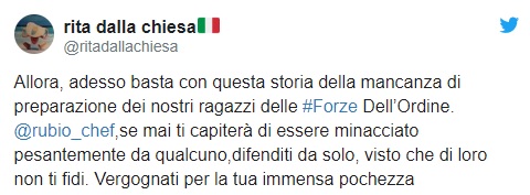 Rita Dalla Chiesa contro chef Rubio