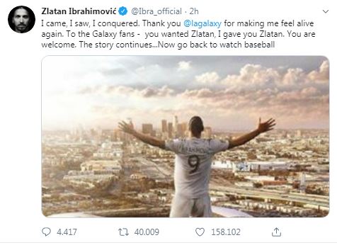 zlatan ibrahimovic lascia los angeles galaxy