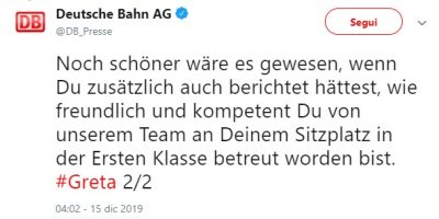 Greta Thunberg in treno