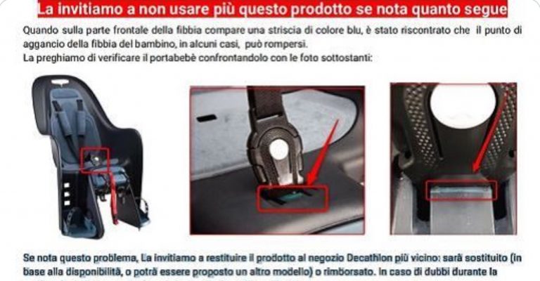 decathlon seggiolino ritiro
