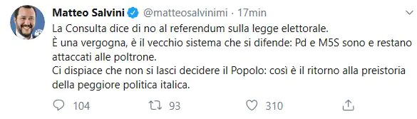 Salvini parere Consulta
