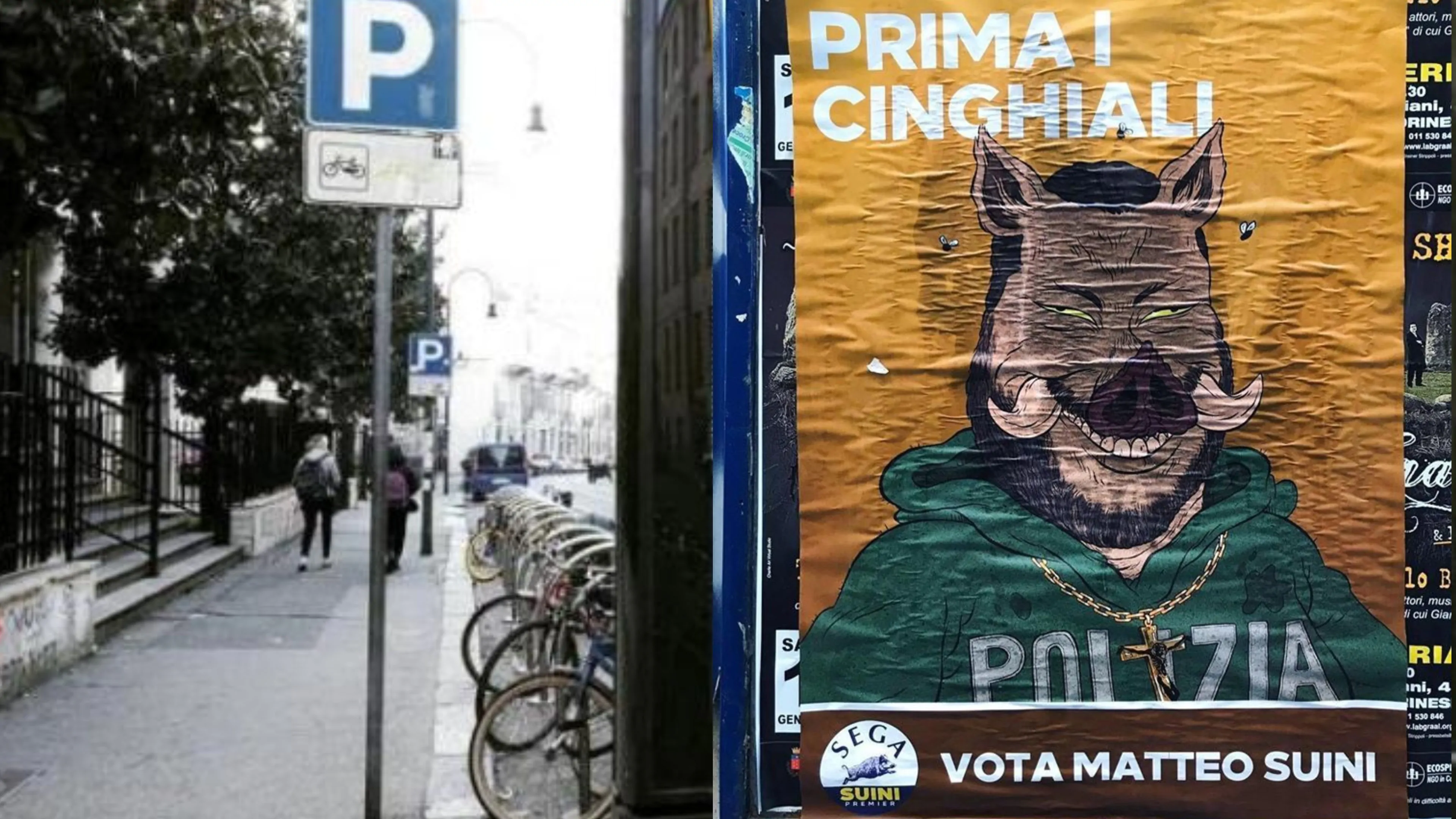 Torino, Salvini diventa un cinghiale nei manifesti affissi in città