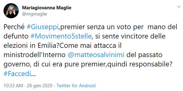 Tweet Maria Giovanna Maglie
