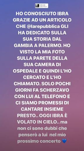 Laura Pausini ricorda Ibrahim