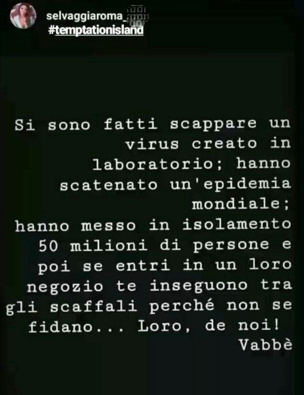 selvaggia roma coronavirus