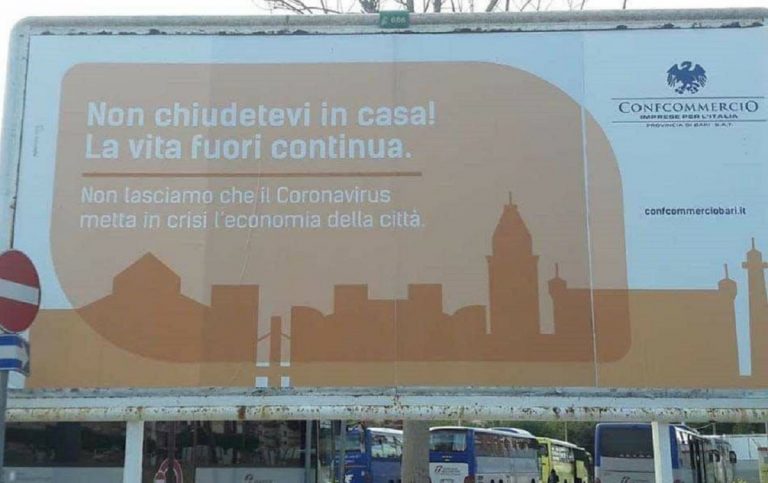 Coronavirus, cartello a Bari