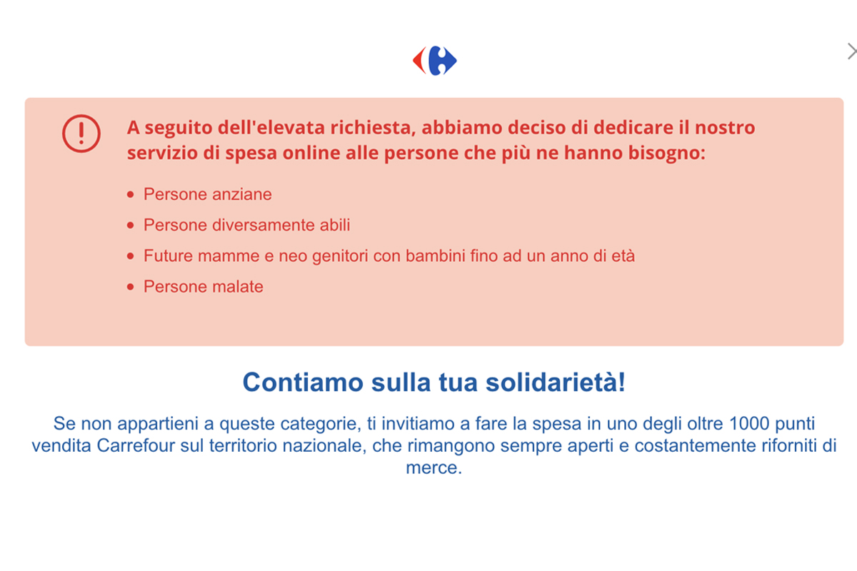 coronavirus spesa online Carrefour