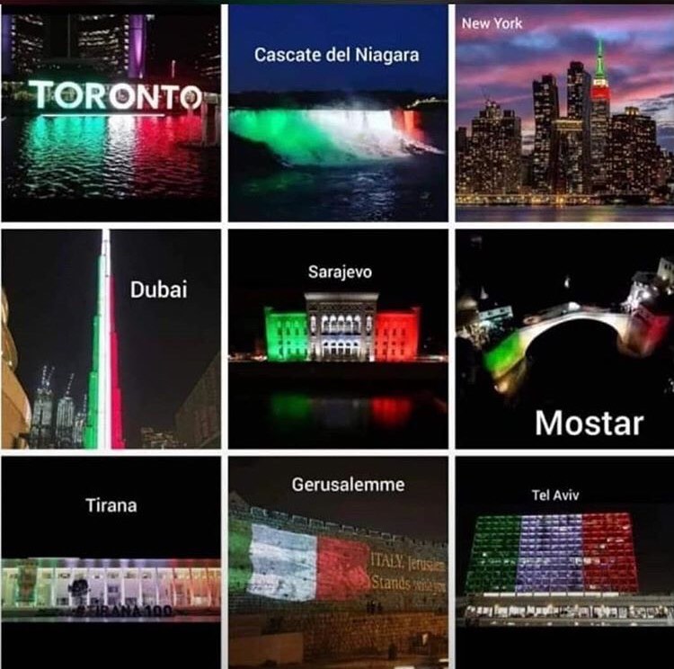 coronavirus tricolore mondo monumenti