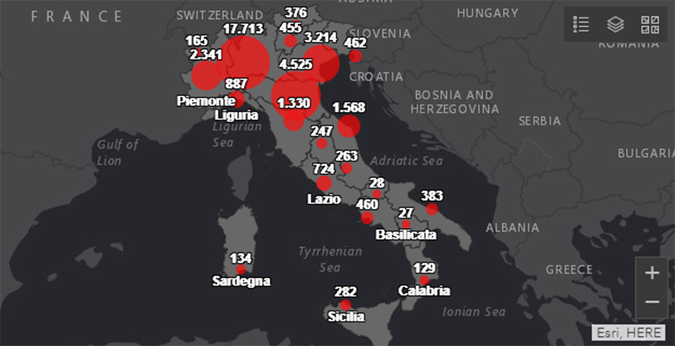 mappa coronavirus