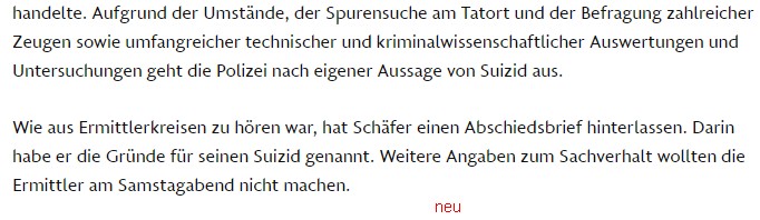 Lettera di addio di Schäfer