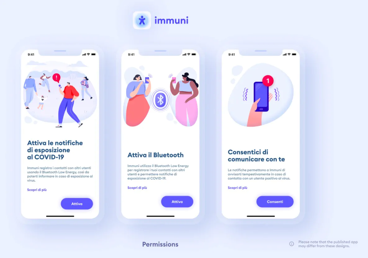 Una schermata dell'App Immuni