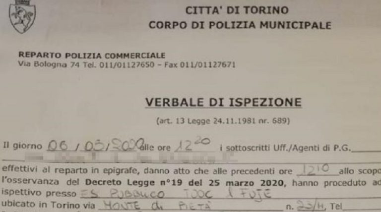 barista caffè poliziotti multato