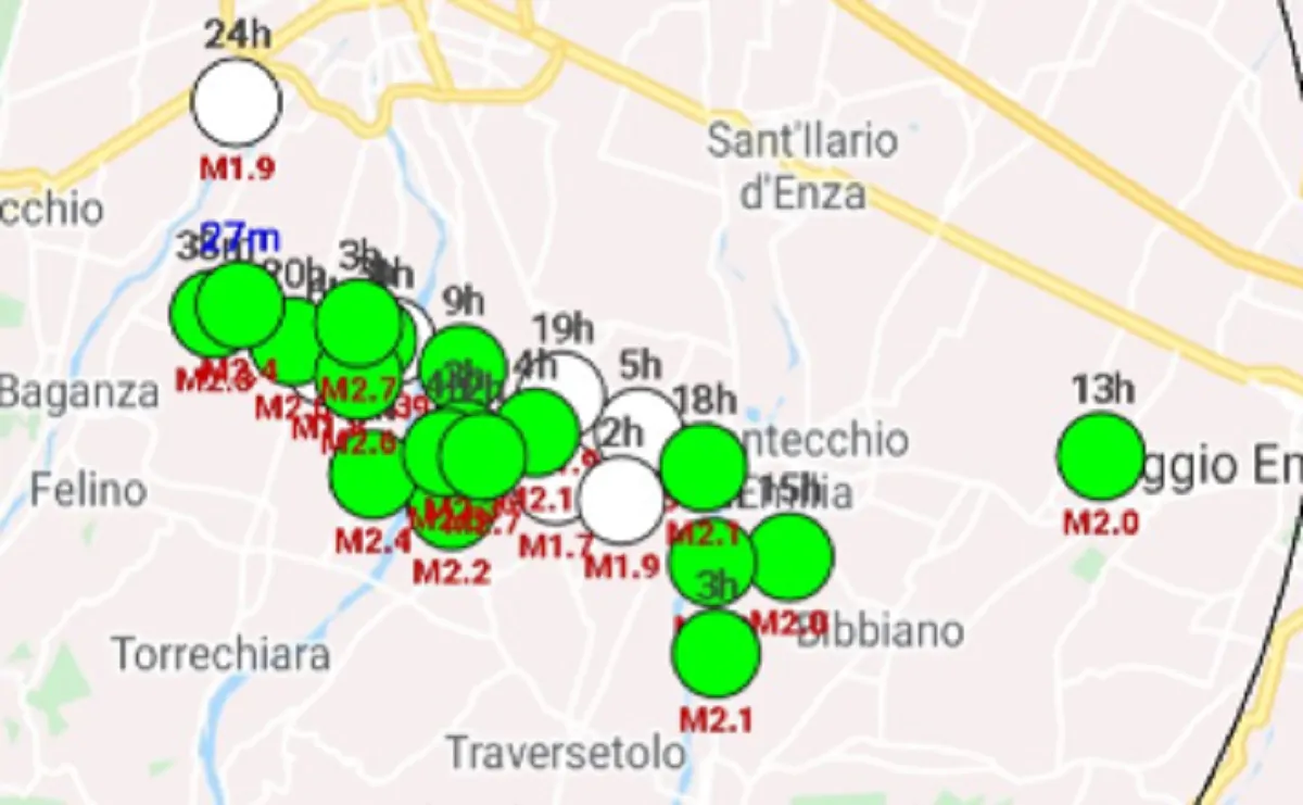 sciame sismico parma