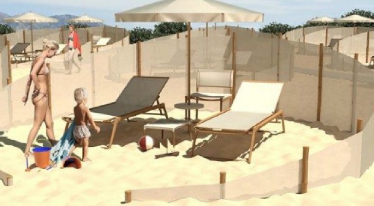 spiaggia teli bambù