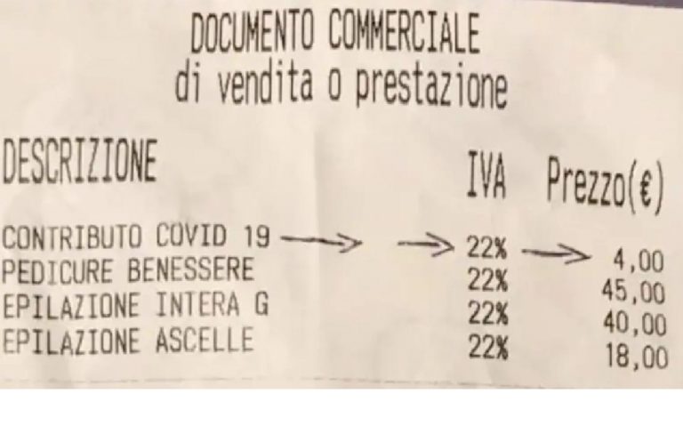 Tassa Covid scontrini