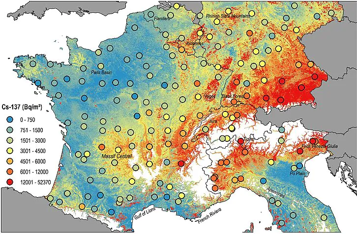 La nuova mappa della radioattività in Europa emersa dallo studio