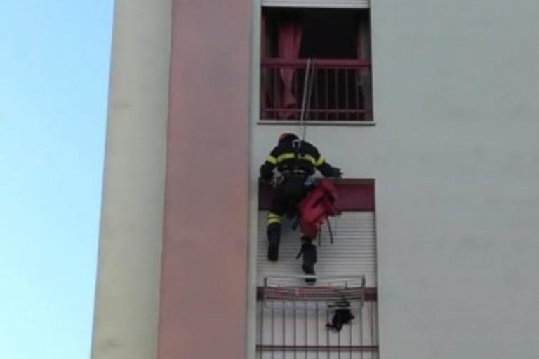 morto cane abbandonato sul balcone