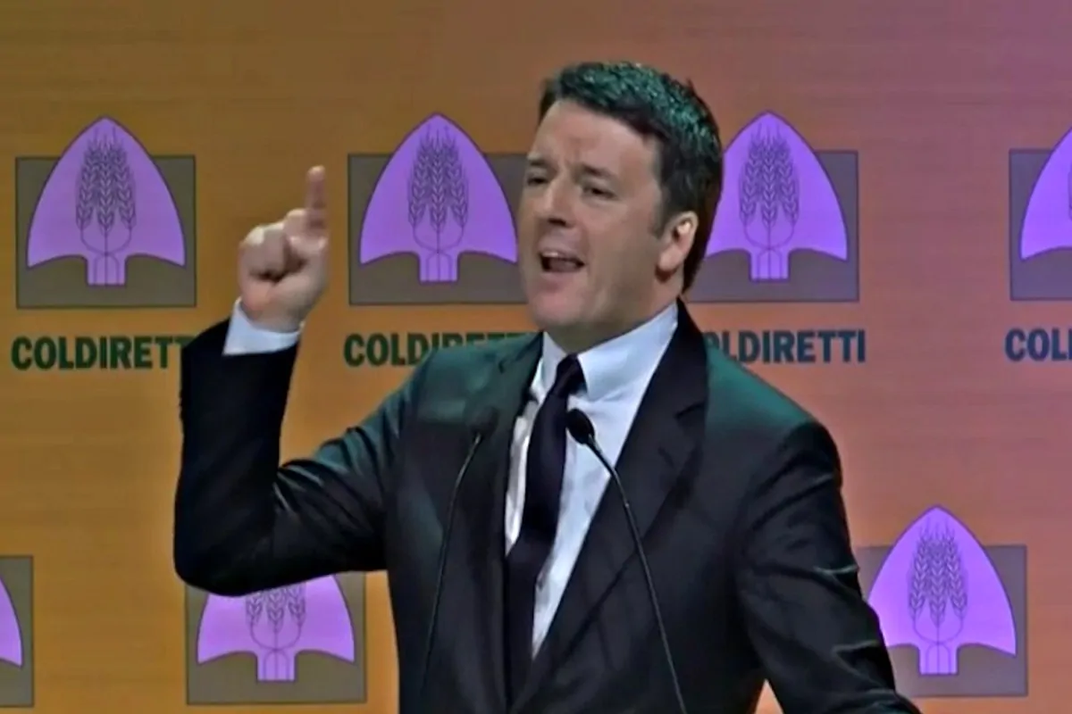 Matteo Renzi durante l'assemblea dei soci Coldiretti in cui difese il taglio dei parlamentari