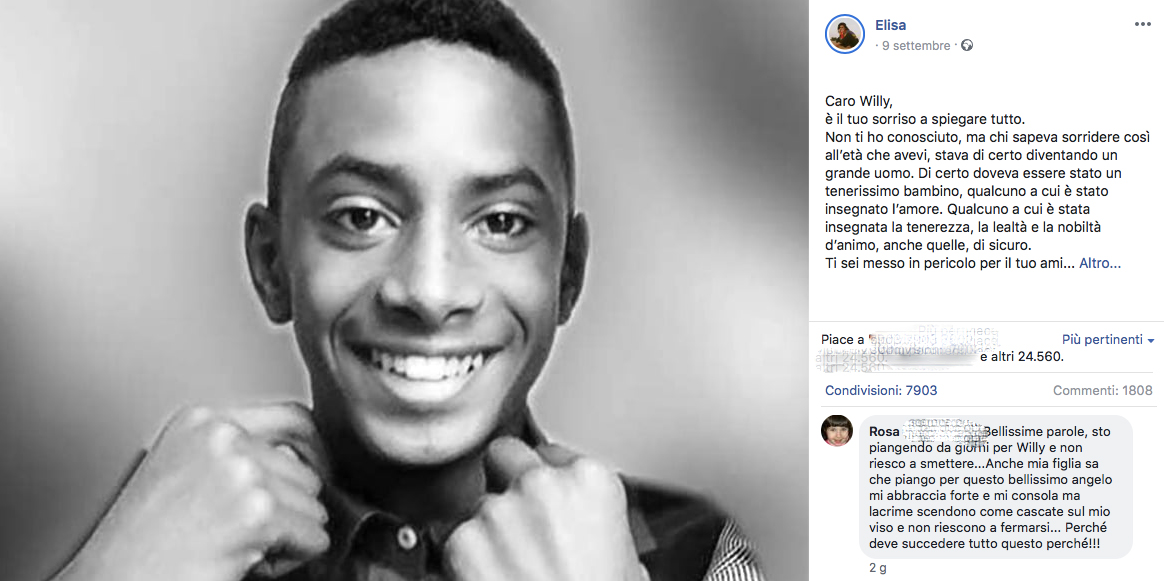 il post di elisa per willy