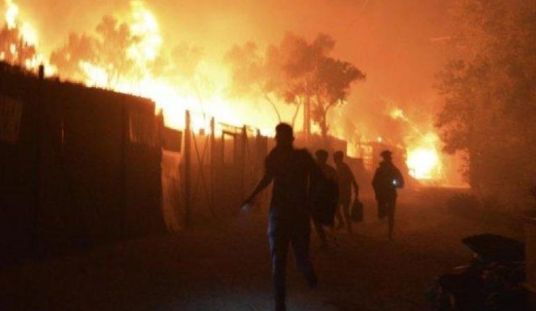 Incendio Lesbo migranti positivi coronavirus