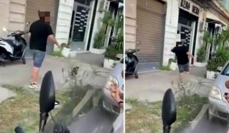 Ragazzo prende a calci gatto