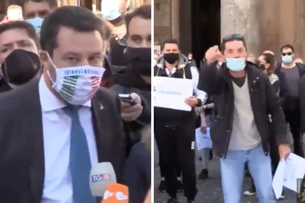 Salvini contestato ristoratori in piazza